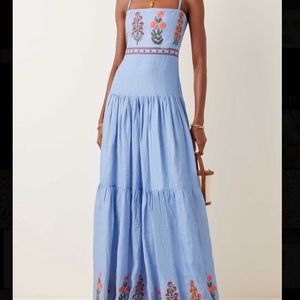 Women's Blue Lima Dahlia Linen Maxi Dress